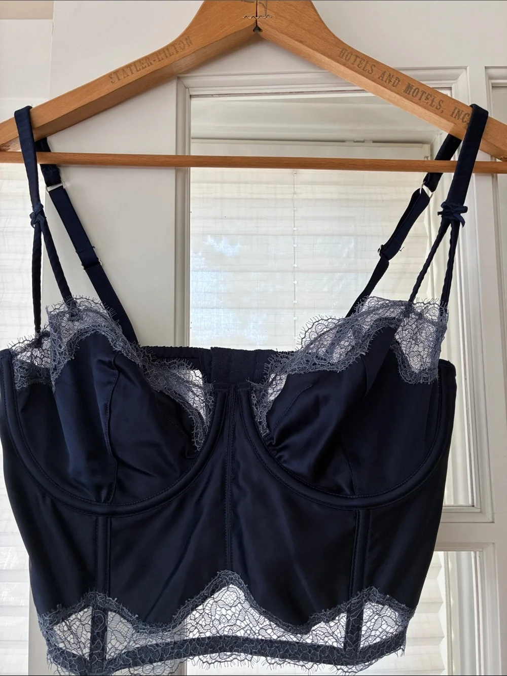 Victoria's Secret Navy Longline Lace-Trim Bra